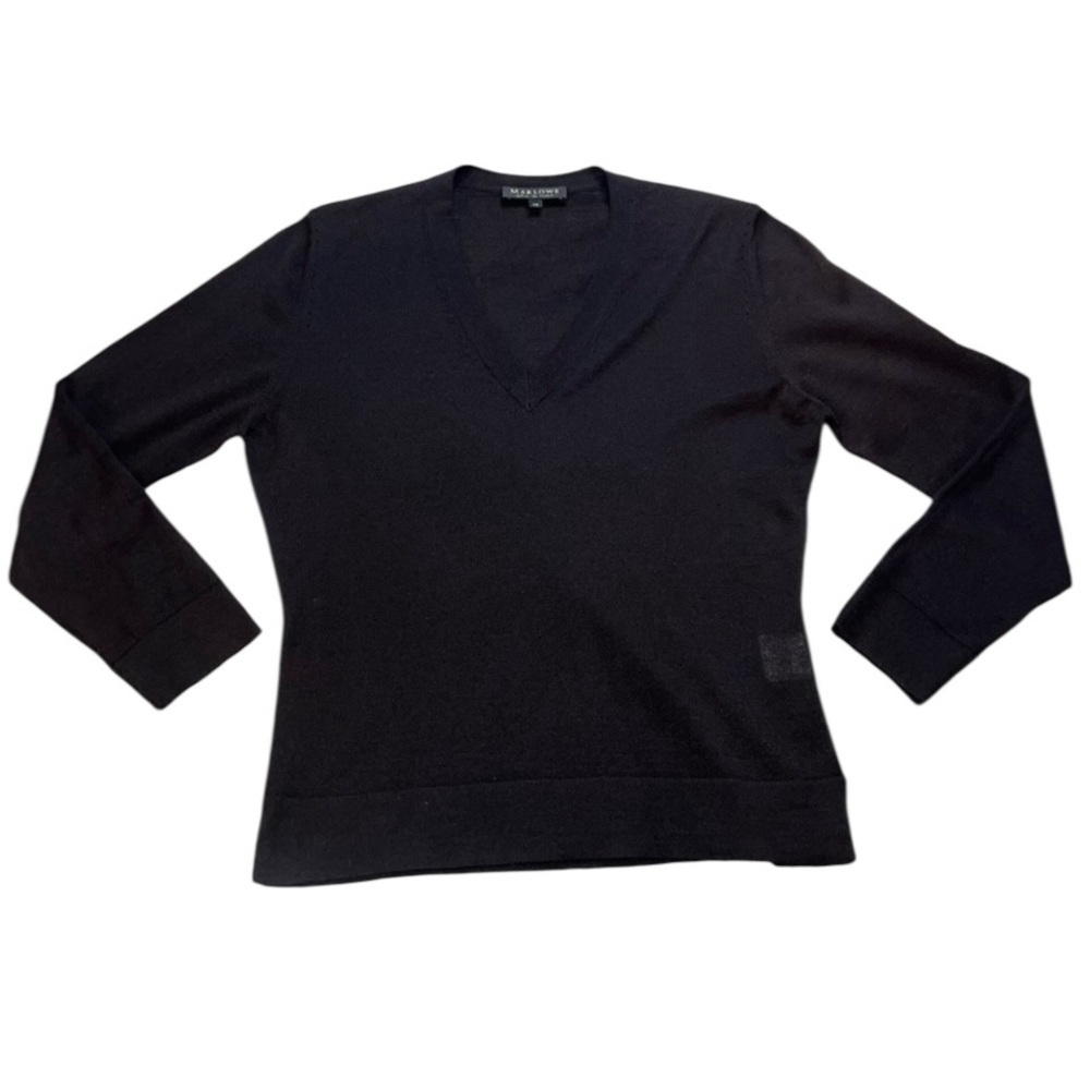 NWOT Marlowe Second Skin Cashmere Silk Brown V-Neck Sweater Italy X-Small XS